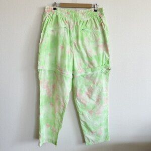 NWT Fabletics Kalani Convertible Track Pants Tie Dye Green Pull On Elastic